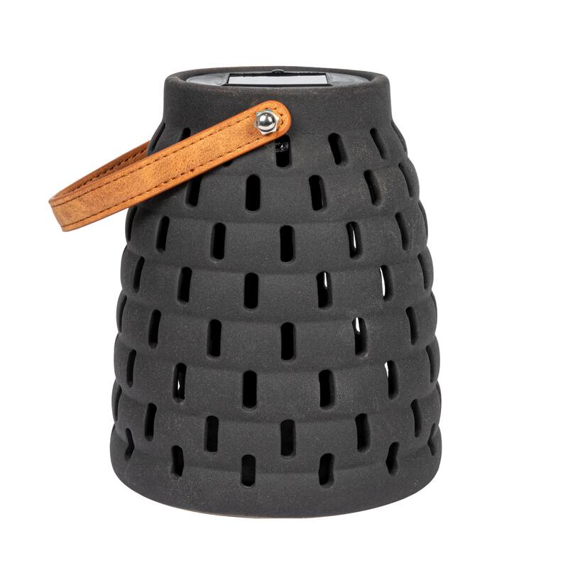 Stoneware Rechargeable LED Solar Powered Waterproof Lantern - 5.9"L x 5.9"W x 7.0"H