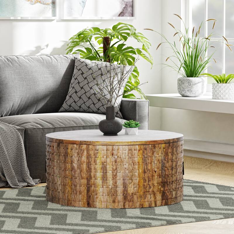 Maadze Lift 40 inch Round Coffee Table with Storage