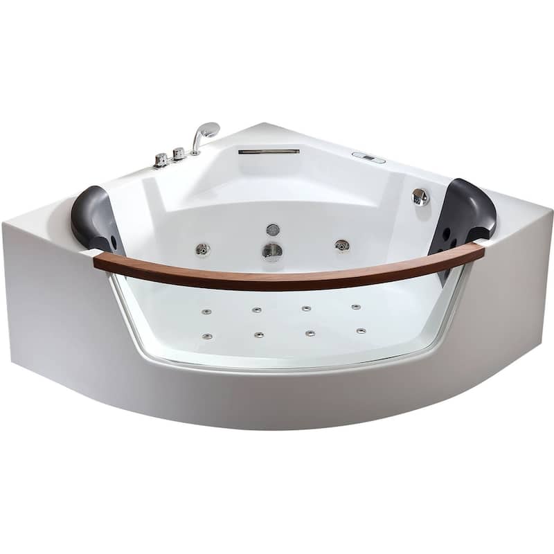 Eago 59" Soaking Bathtub for Corner Installations with Center Drain - White