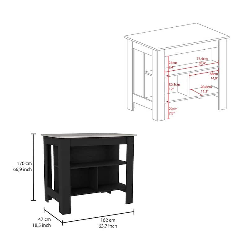 Three Shelves Kitchen Island Dozza