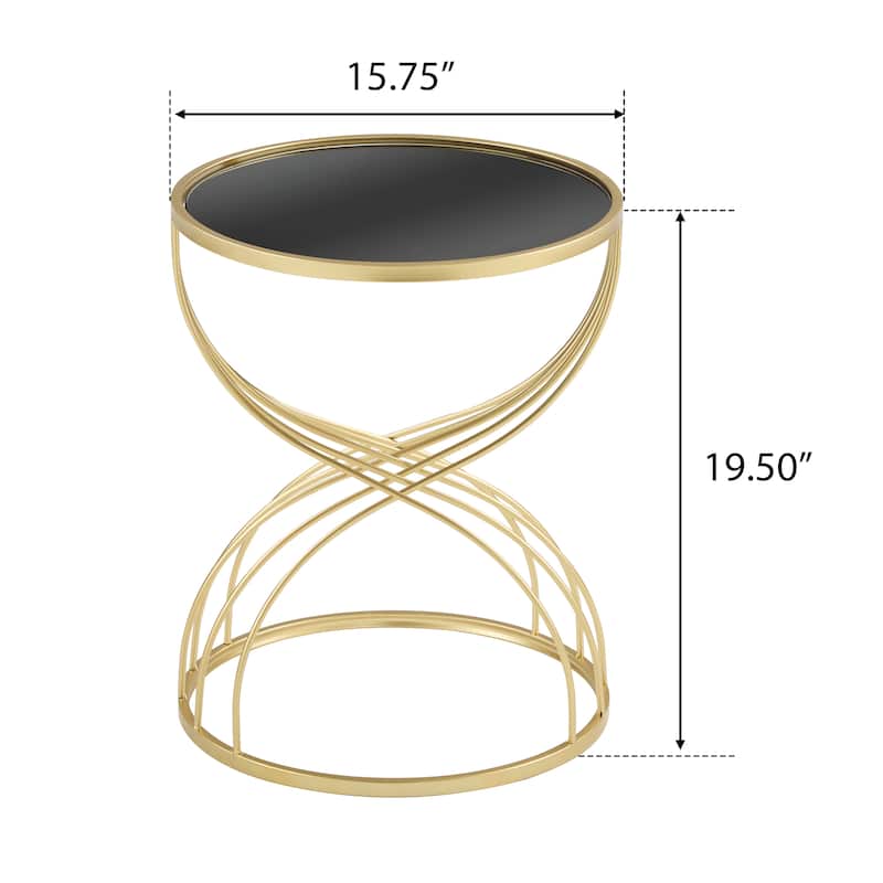 Modern Glass Top Side Table with Decorative Frame