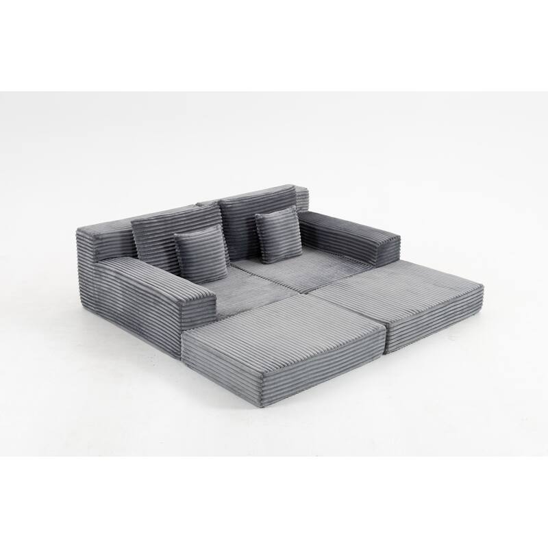 Double Chaise Lounge Sofa, Cloud Plush Sofa Bed, Upholstered Boneless Cloud Sofa Deep Seat, Sleeper Loveseat Chair