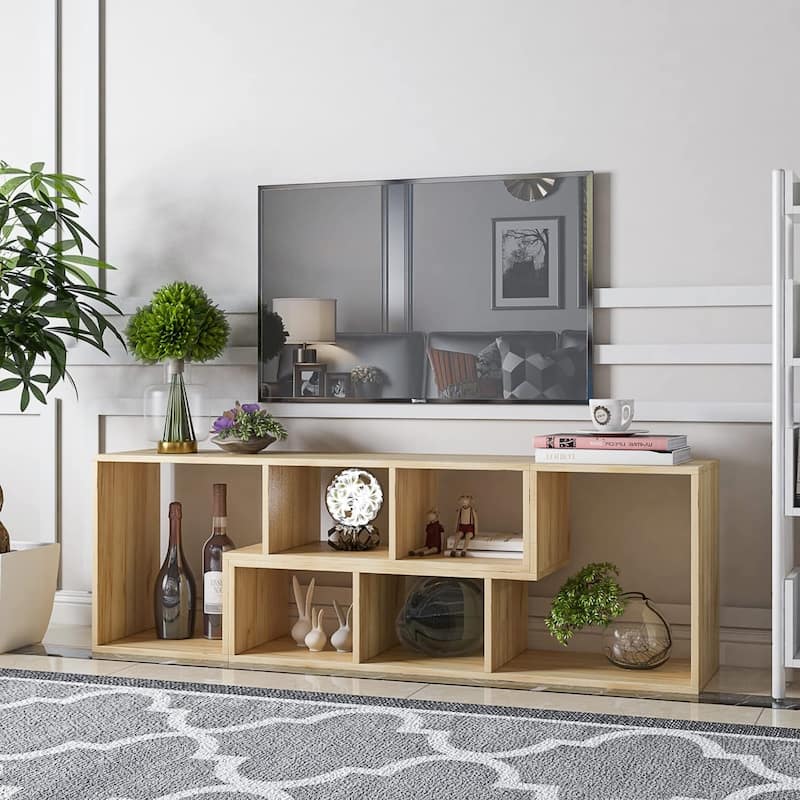 Grondin 2-Piece L Shaped TV Stand, Multi-Functional Free Combination Media Console Bookshelf for Living Room Bedroom