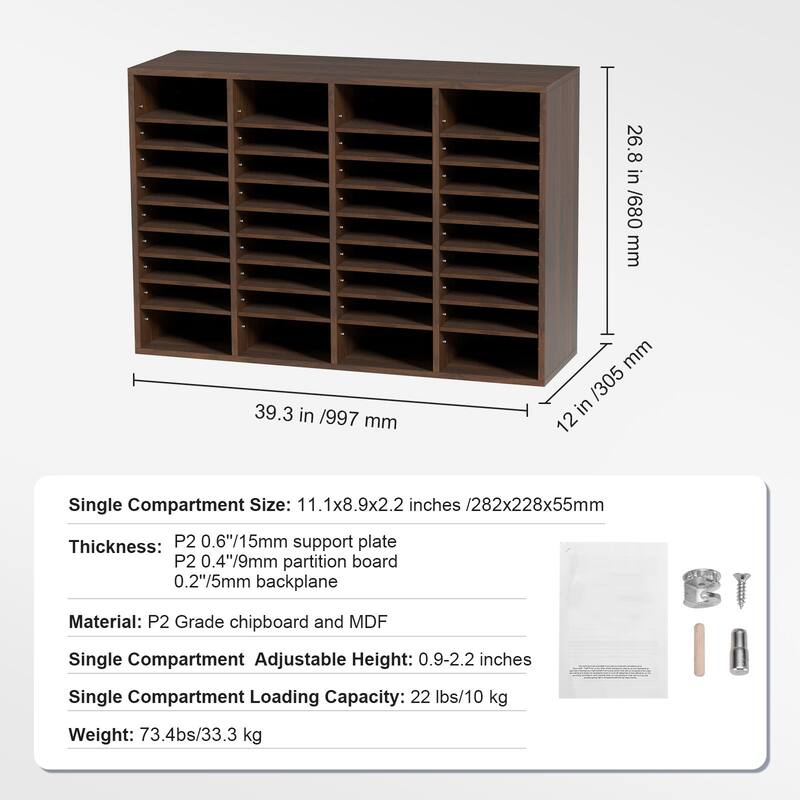 Office Mailbox Literature Organizers with 36 Compartments and Adjustable Shelves