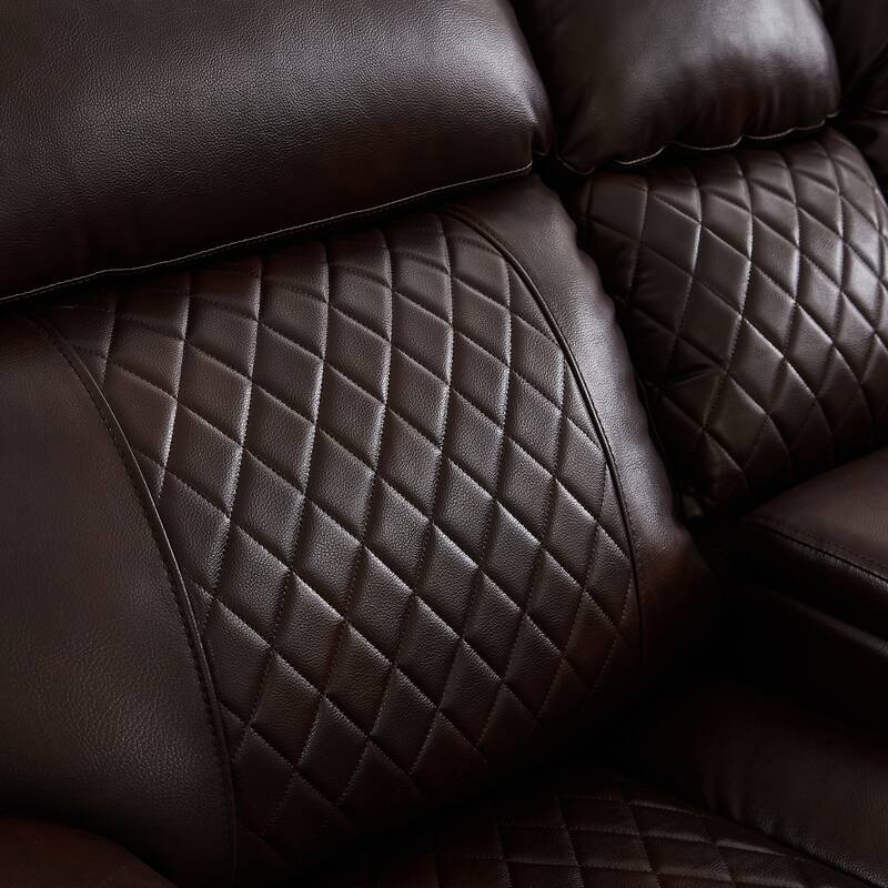 Mid-century Modern Faux Leather Upholstered Reclining Sectional Sofa