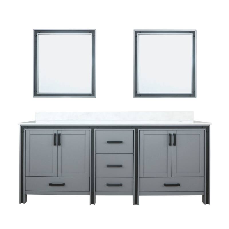 Ziva Bath Vanity, White Quartz Top and Mirrors