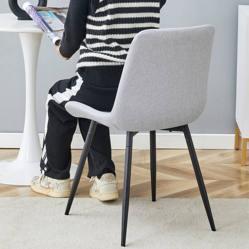 Modern Kitchen Chairs Set of 4 Linen Dining Chair with Metal Legs Wider Seats Quick Assembly Cafe Chairs