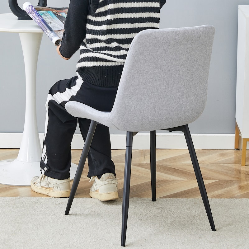 Roomfitters Linen Cotton Dining Chairs with Widened Curved Seat, Integrated Back, Set of 4 for Dining Room
