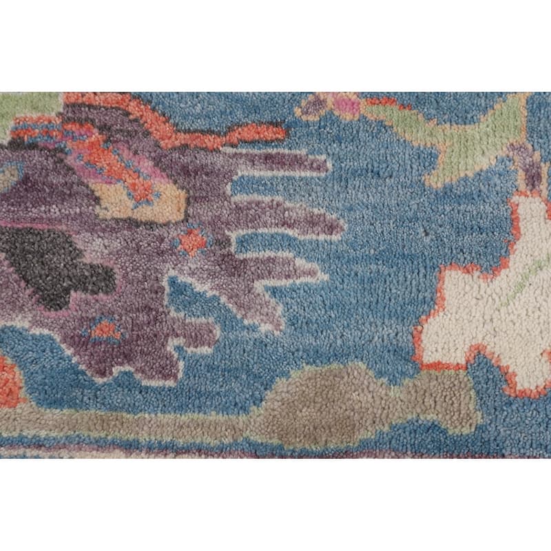Colorful Oushak Oriental Rug Hand-Knotted Transitional Wool Carpet - 8'9" X 11'9"