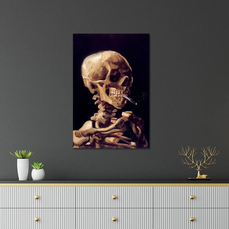 Head Of A Skeleton With Burning Cigarette, c. 1885-1886 Print On Acrylic Glass by Vincent van Gogh - 32x24x0.25