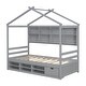 preview thumbnail 8 of 10, Grey Twin Size House Bed with Roof Frame and Under Bed Storage
