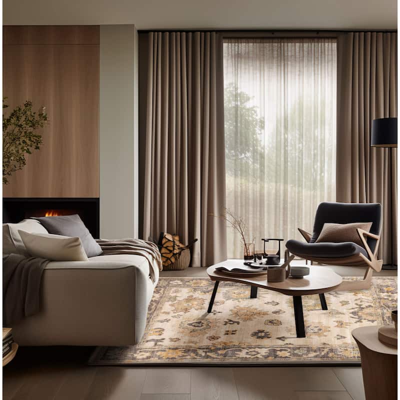 ECARPETGALLERY Hand-knotted Modern Oushak Ivory Wool Rug - 8'2 x 9'11