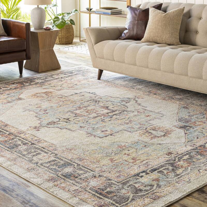 Livabliss New Mexico Updated Traditional Medallion Area Rug - Khaki - 5' 3" x 7' 3"