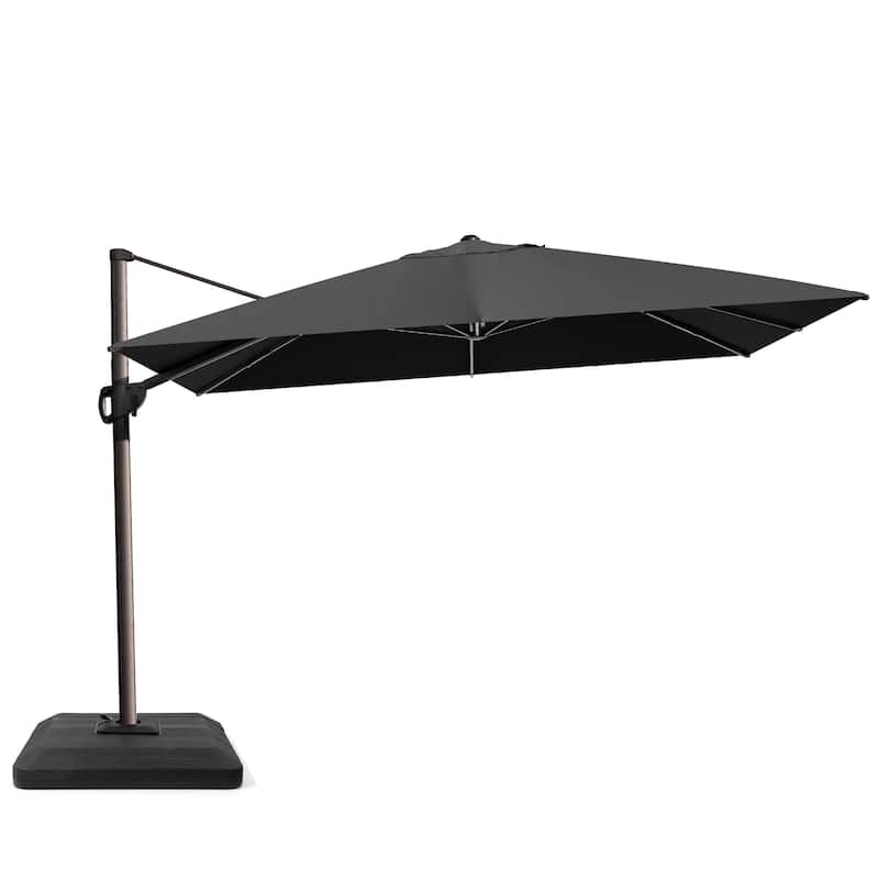 VredHom 9 x 12 FT Outdoor Patio Cantilever-Offset Umbrella with 4-piece Fillable Weighted Base - Black