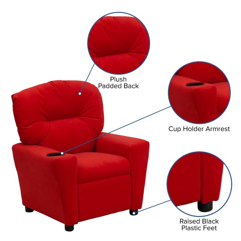 Contemporary Kids Recliner with Cup Holder