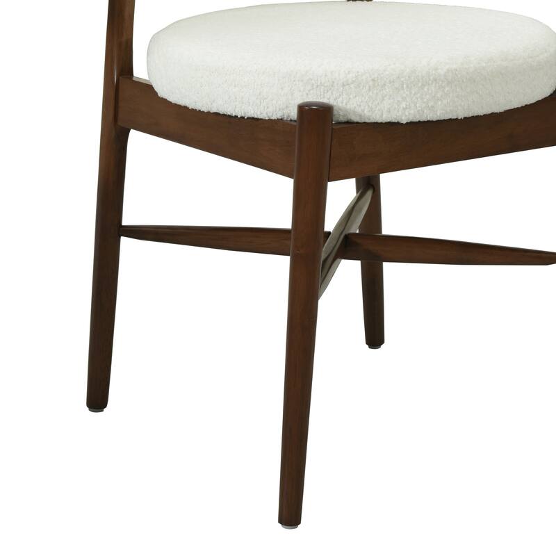 Mid-Century Modern Boucle Dining Chairs with Curved Unique Open Back(Set of 2)
