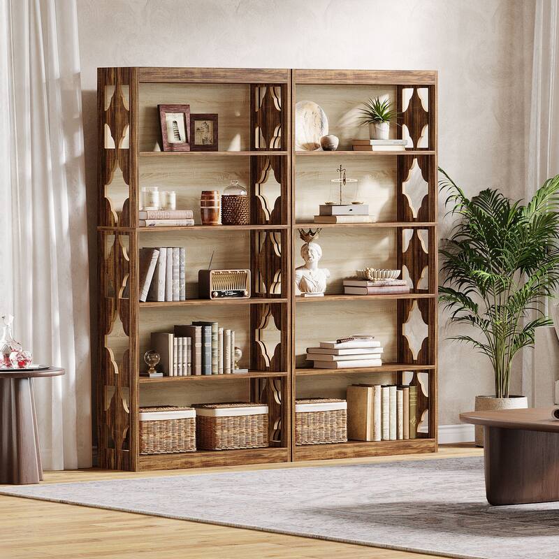 6 Tier Bookshelf and Bookcase, 70 Inch Wooden Display Shelving Unit for Living Room /Bedroom - 11.81"D x 31.5"W x 70.47"H