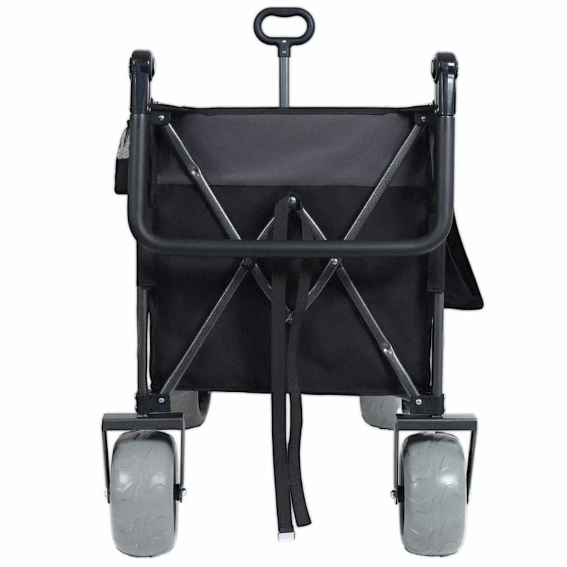 Multi-Functional Push-Pull Folding Wagon Cart with Rotating Handle & 9"x4" Beach Tires