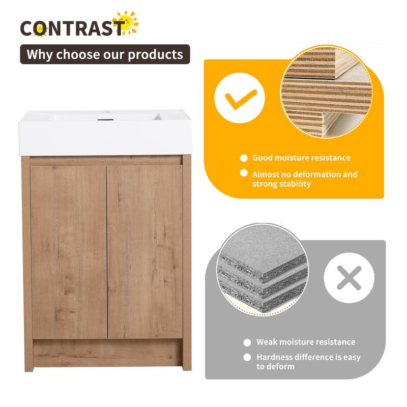 Beingnext 24"/30"/48"/60" Bathroom Vanity with Sink, Freestanding Bathroom Vanity with Soft Close Door