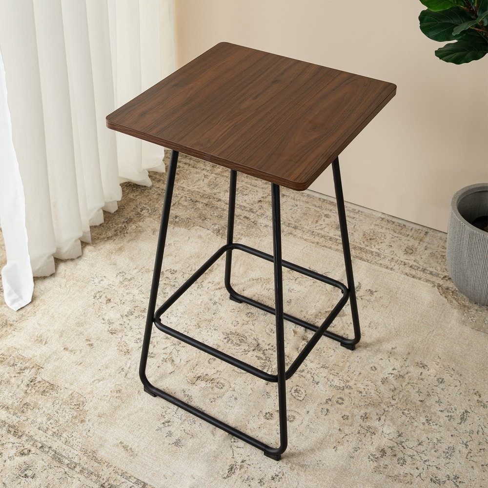 Carbon Loft Greenwood Industrial Metal Pub/Bar Table With Elm Top