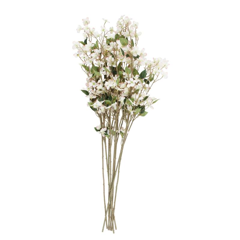 White Faux Foliage Tall Begonia Artificial Flower Stem (Set of 8)