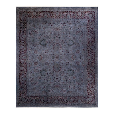 Overton Hand Knotted Wool Vintage Inspired Modern Contemporary Overdyed Gray Area Rug - 8' 3" x 10' 0"