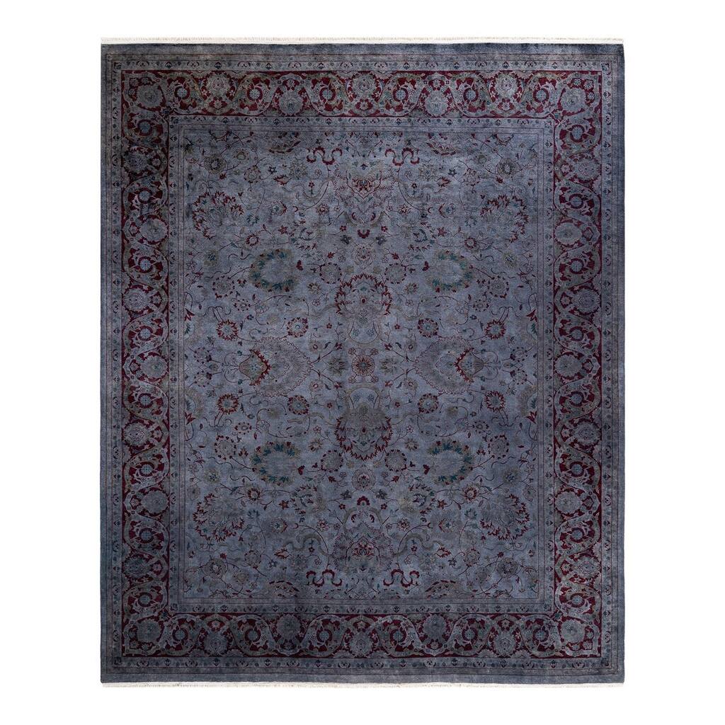 Overton Hand Knotted Wool Vintage Inspired Modern Contemporary Overdyed Gray Area Rug - 8' 3" x 10' 0"