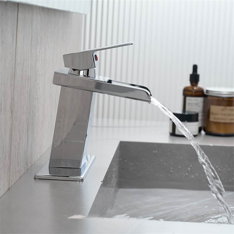 Single Handle Bathroom Faucet with Deck Plate 304 Stainless Steel 1 Hole Modern Bathroom Sink Basin Faucets