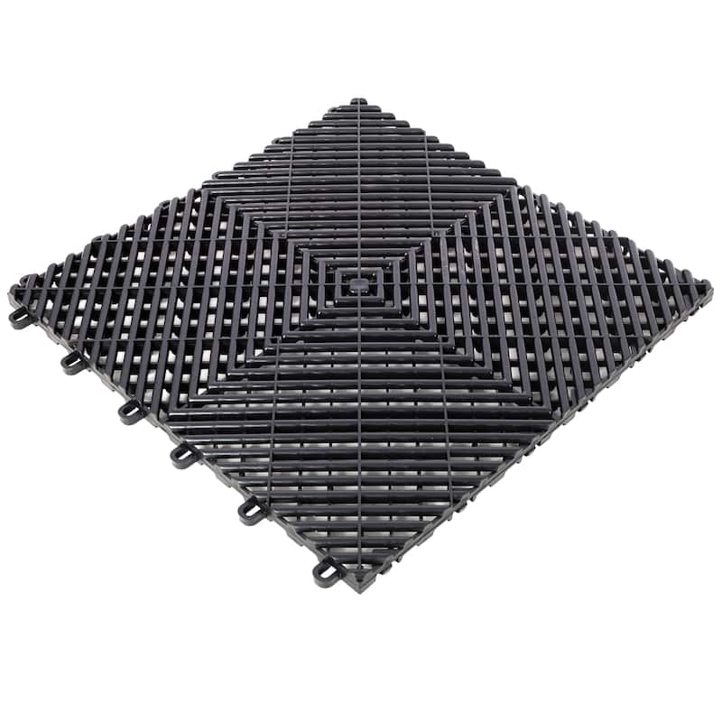 Anmytek Heavy Duty Interlocking Garage Floor Tiles Modular Plastic Snap Together Non Slip Drainage Mats