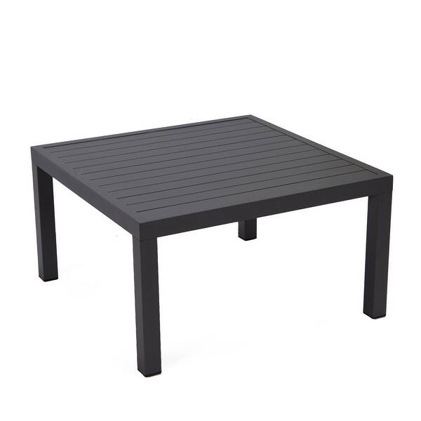 slide 2 of 4, LeisureMod Hamilton Modern Outdoor Patio Aluminum Coffee Table Black
