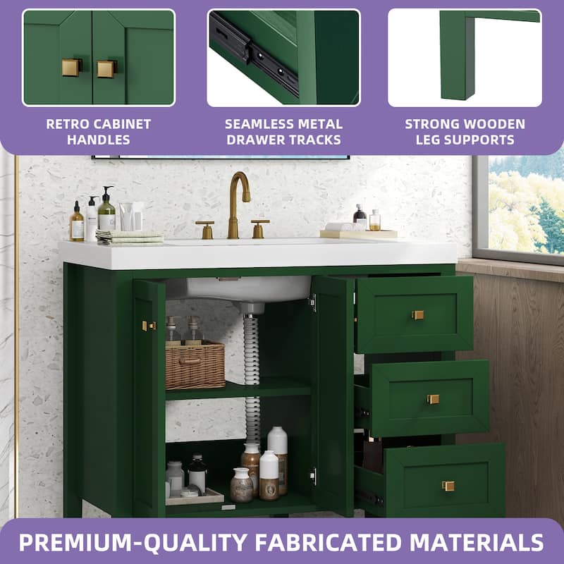 Moasis 36"/42" Bathroom Vanity with Sink Set and 2 Soft-Closing Doors & 3 Drawers