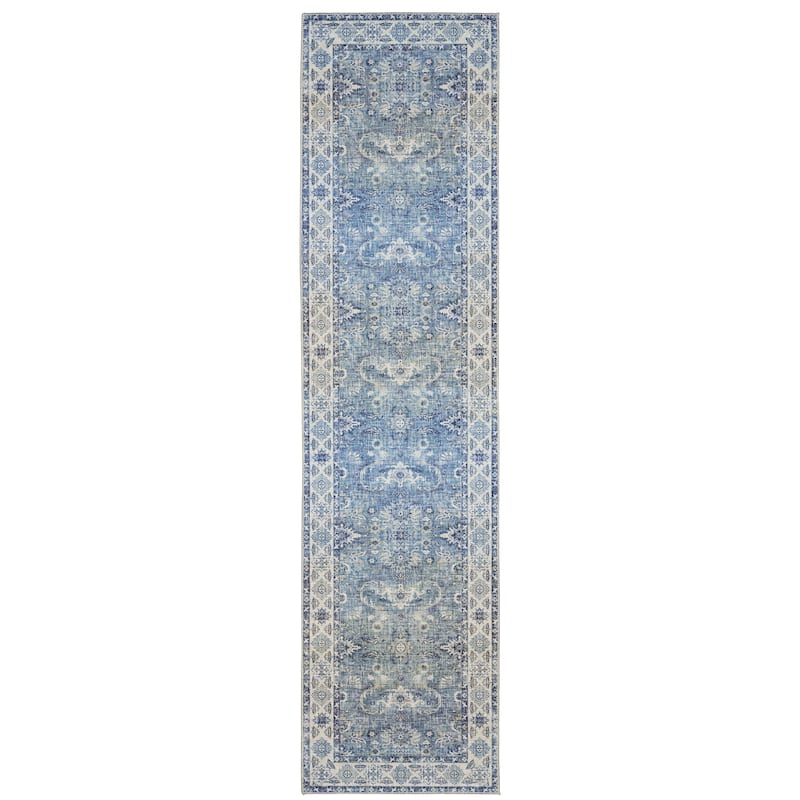 Vista Home Montreux Vintage Traditional Blue Area Rug - 2' x 8' - Runner