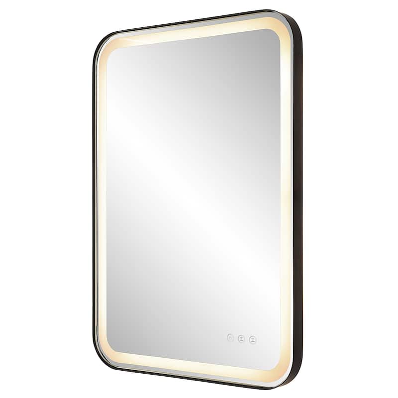 Uttermost Crofton Lighted Black Vanity Mirror - 22.25"x 32.25"