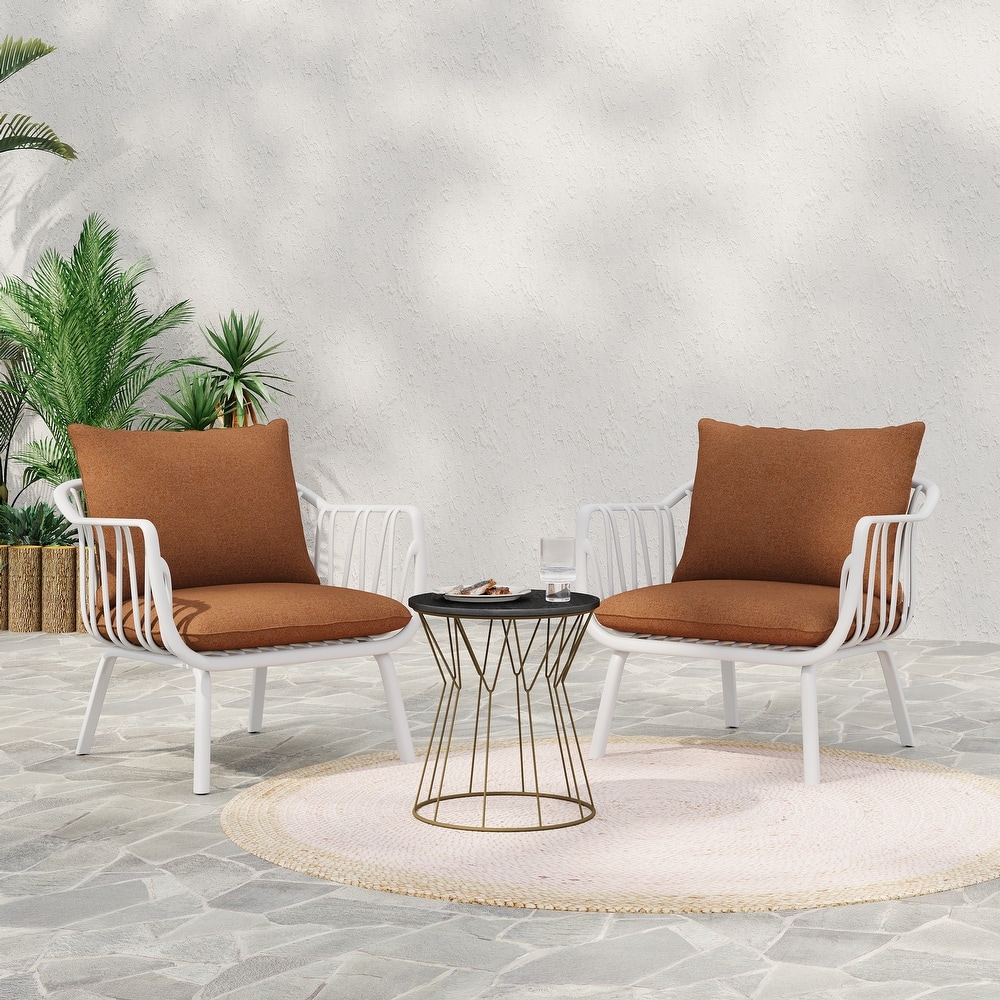 Carli Modern Indoor/Outdoor Club Chairs with Cushions (Set of 2) by Christopher Knight Home