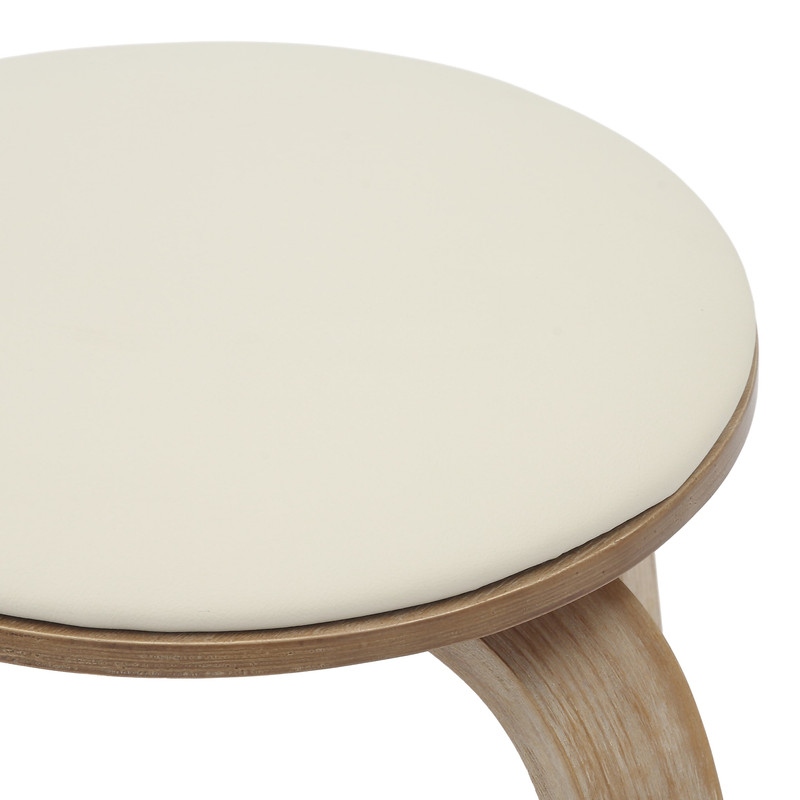 Pelya Minimalist Modern Round Counter Stool with Leather Seat & Poplar Wood Frame 360° Swivel Kitchen Bar Stool