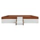 preview thumbnail 14 of 36, Brown White Sofa Bed Two-color Daybed Toddler Floor Bed with Fence and Stairs Grounded Wood Slat Support Frame Upholstered Bed