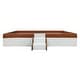 preview thumbnail 4 of 8, Sofa Floor Bed Brown White Upholstered Bed Frame Grounded Wood Slat Support Frame Daybed for Toddler Children Kids Bed