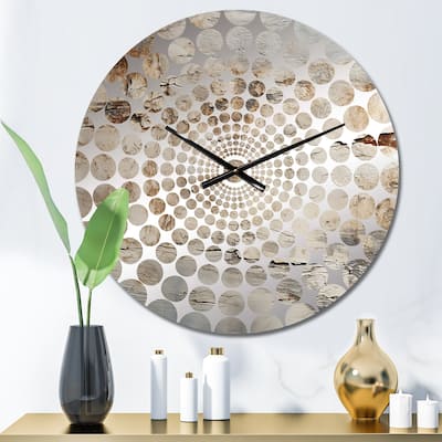 Designart "Grey Rhythms champagne II" Grey Champagne Clocks Traditional Wall Clocks For Living Room Décor