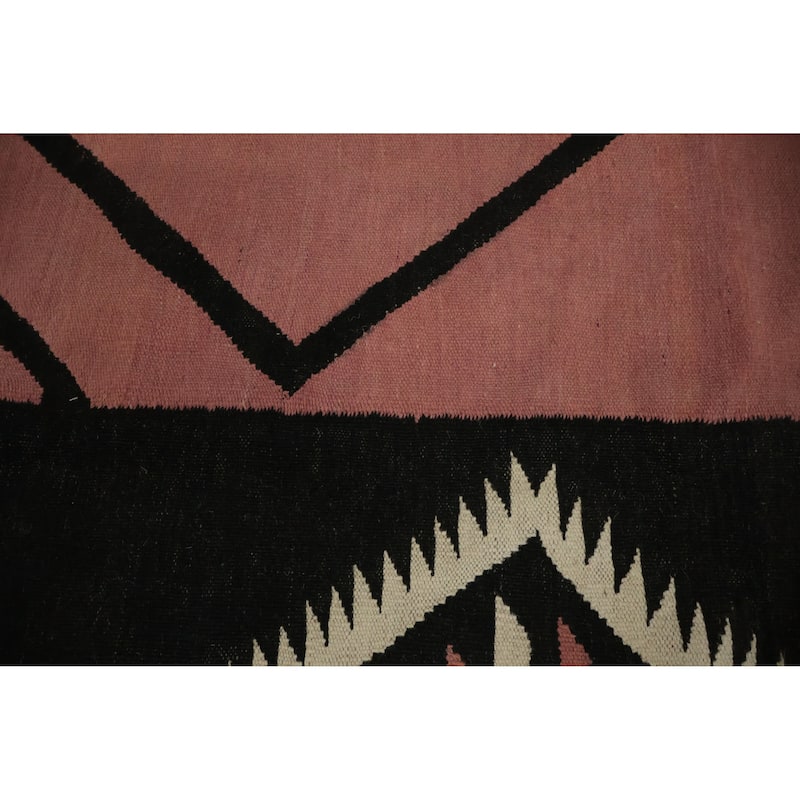 Hand Woven Oriental 100% Wool Carpet Southwestern Tribal Pink Kilim Area Rug - 11' 11'' X 8' 6''