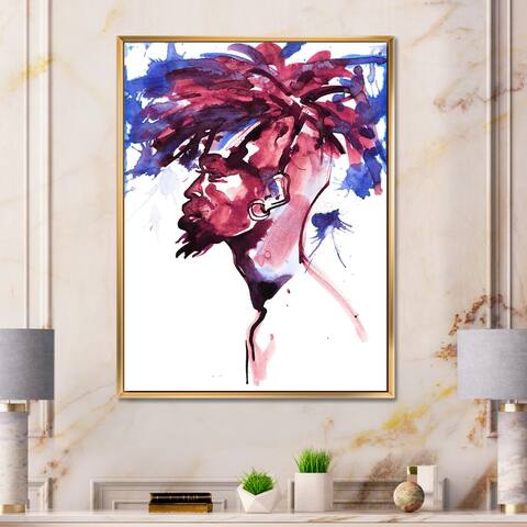 Designart 'Handsome African Man Fashion Portrait of Young Guy' Modern Framed Canvas Wall Art Print