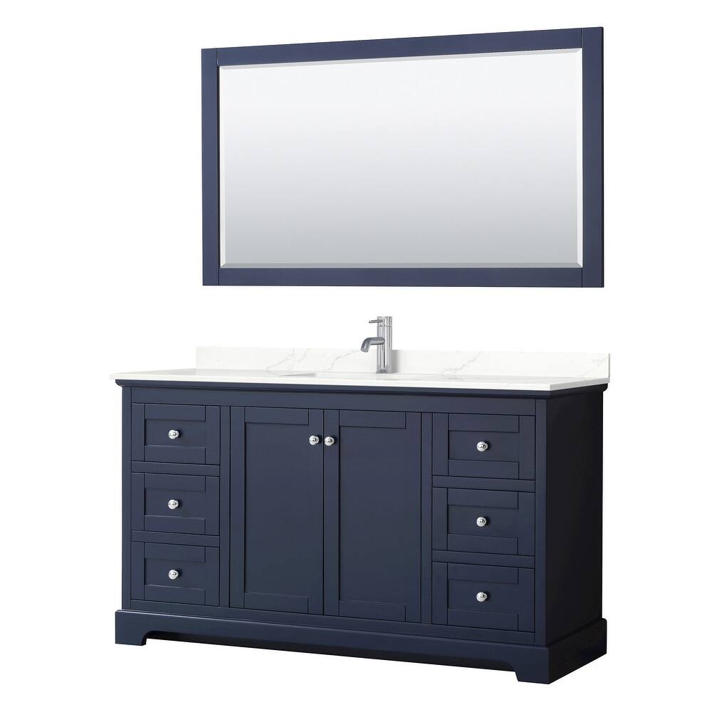 Avery 60-inch Single Vanity, Quartz Top, 58-inch Mirror