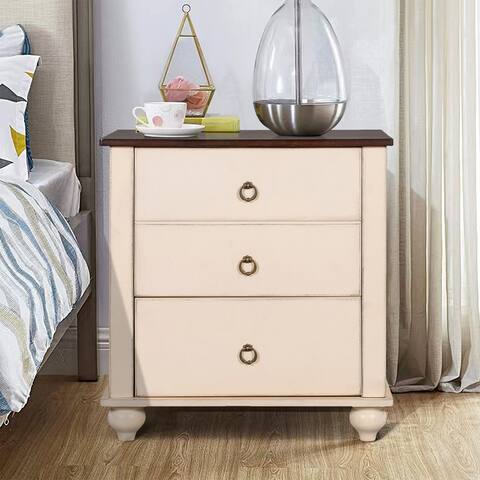 Wood Nightstand with 2 Drawers