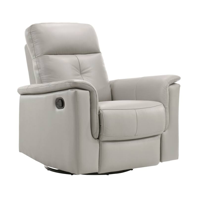Monte Leather Match Swivel Glider Manual Reclining Chair - Silver