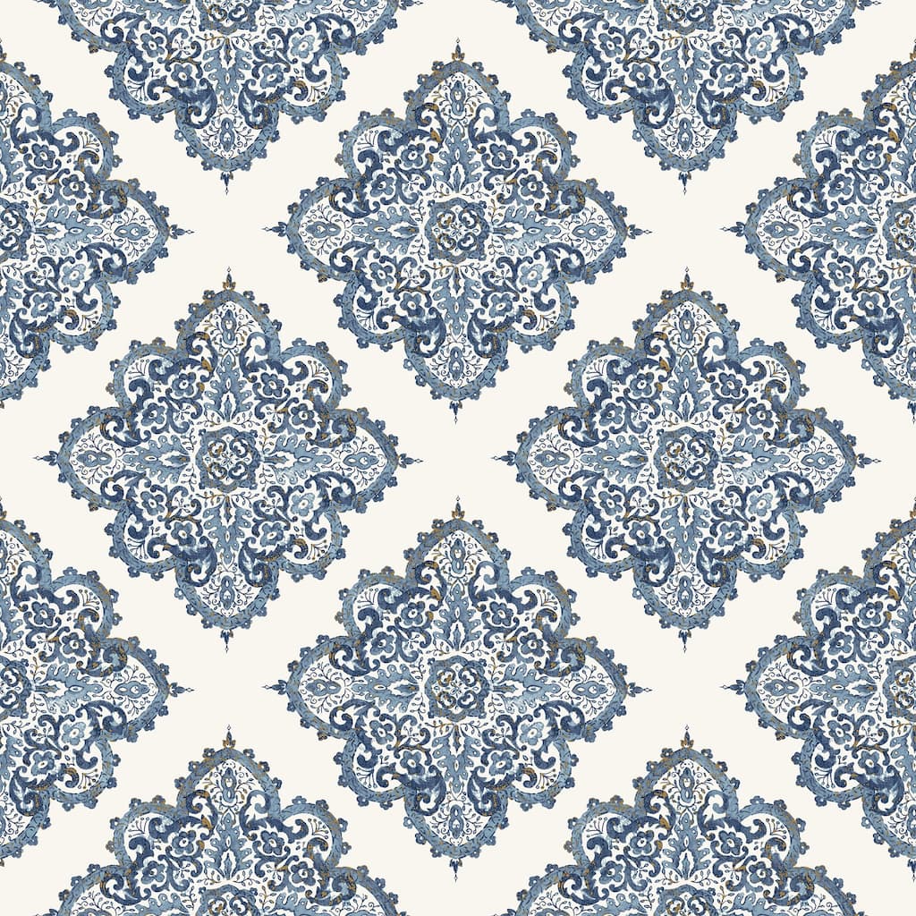 Galerie Wallcoverings Nordic Elements Hmong Tile Effect Non-woven Metallic Wallpaper Roll - 33 feet x 21 inches