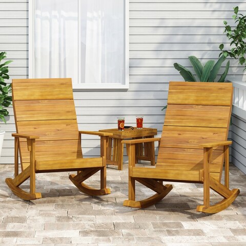 2-Piece Wooden Outdoor Adirondack Rocking Chair