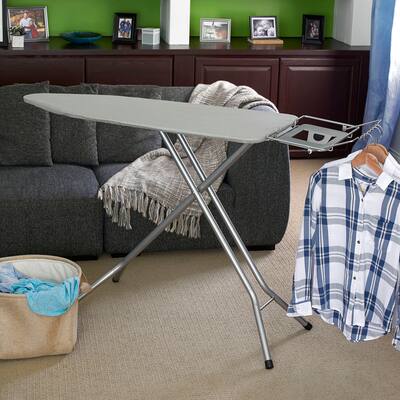 Household Essentials Wide Steel Top Ironing Board, Silver Finish and Cover