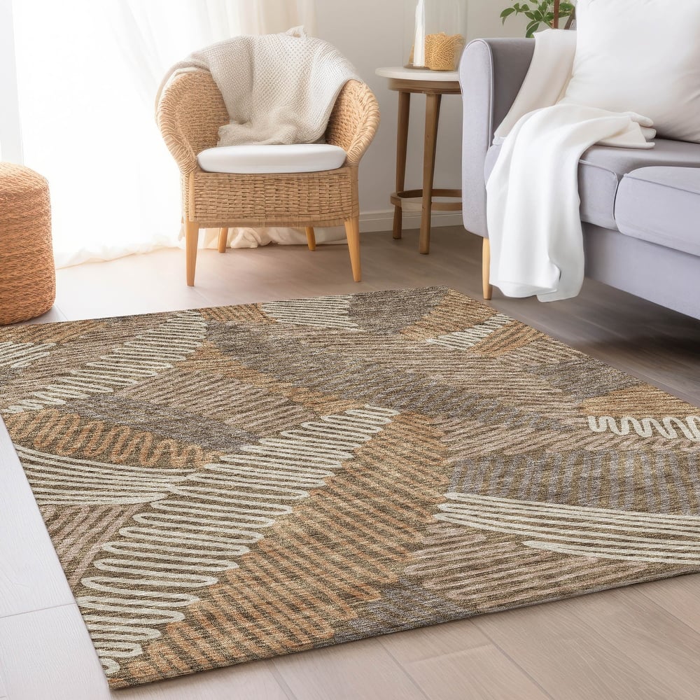 Premium Washable Super Soft Contemporary Leaf Mayfield Rug