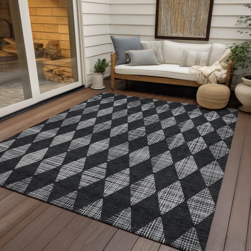 Machine Washable Indoor/ Outdoor Chantille Argyle Rug