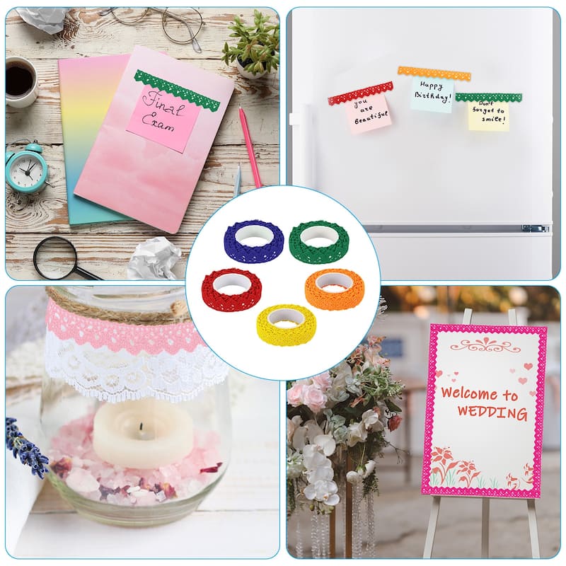 3pcs 0.7" Wide 2 Yards Self-Adhesive Lace Tape Ribbon for Craft