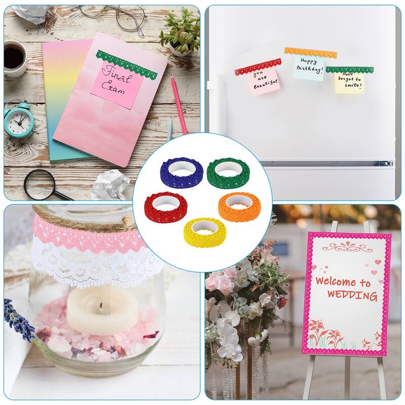 6pcs 0.6" Wide 2 Yards Self-Adhesive Lace Tape Lace Ribbon Stickers